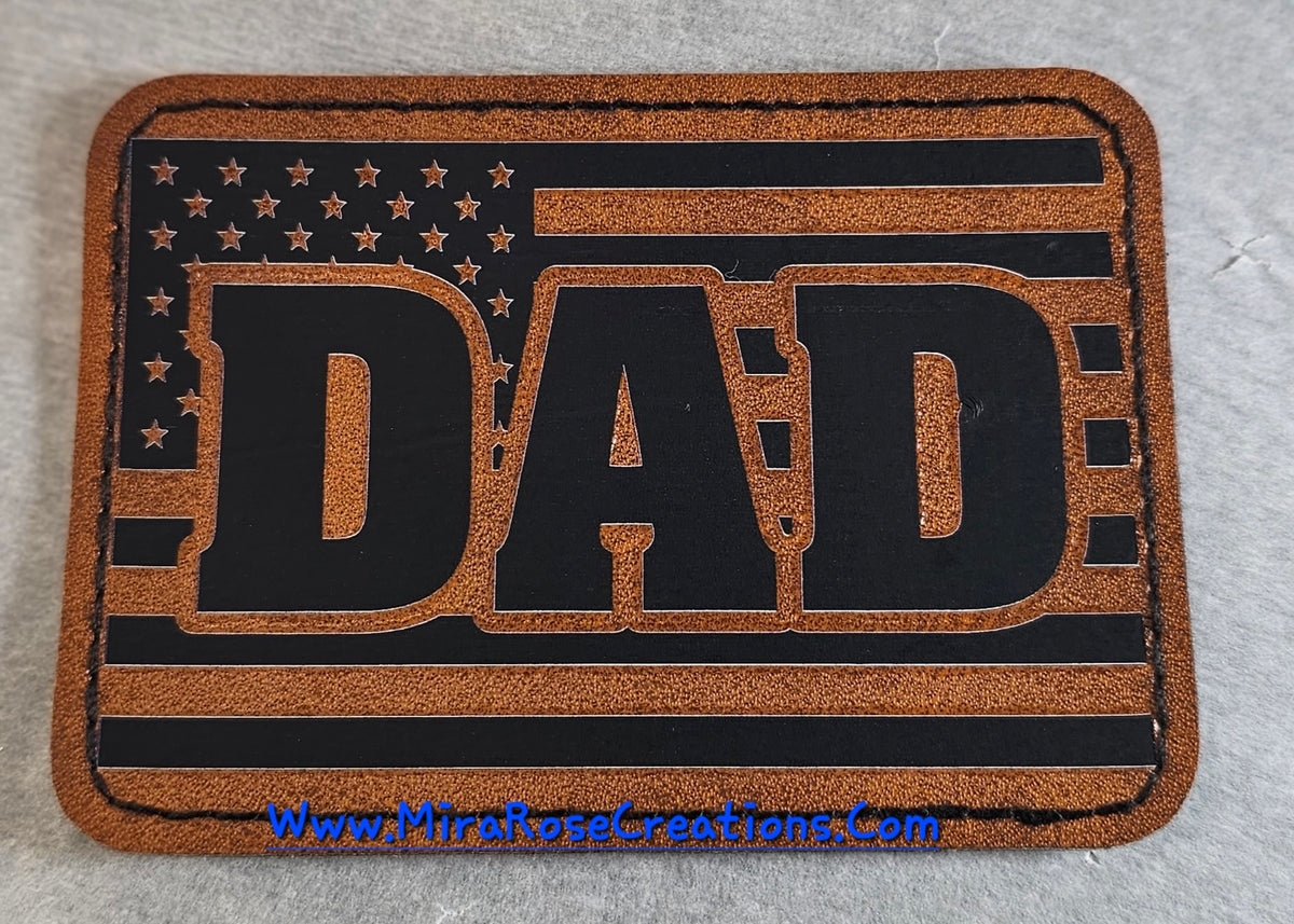 Dad Flag Leather Hat Patch