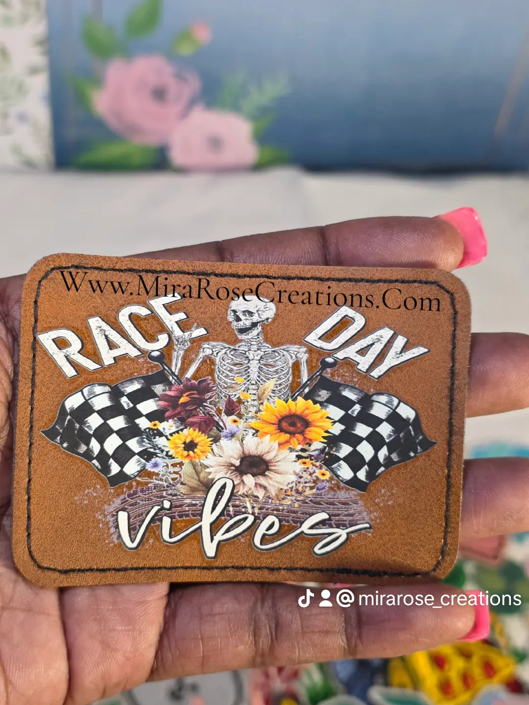 Race Day Vibes Leather Hat Patch