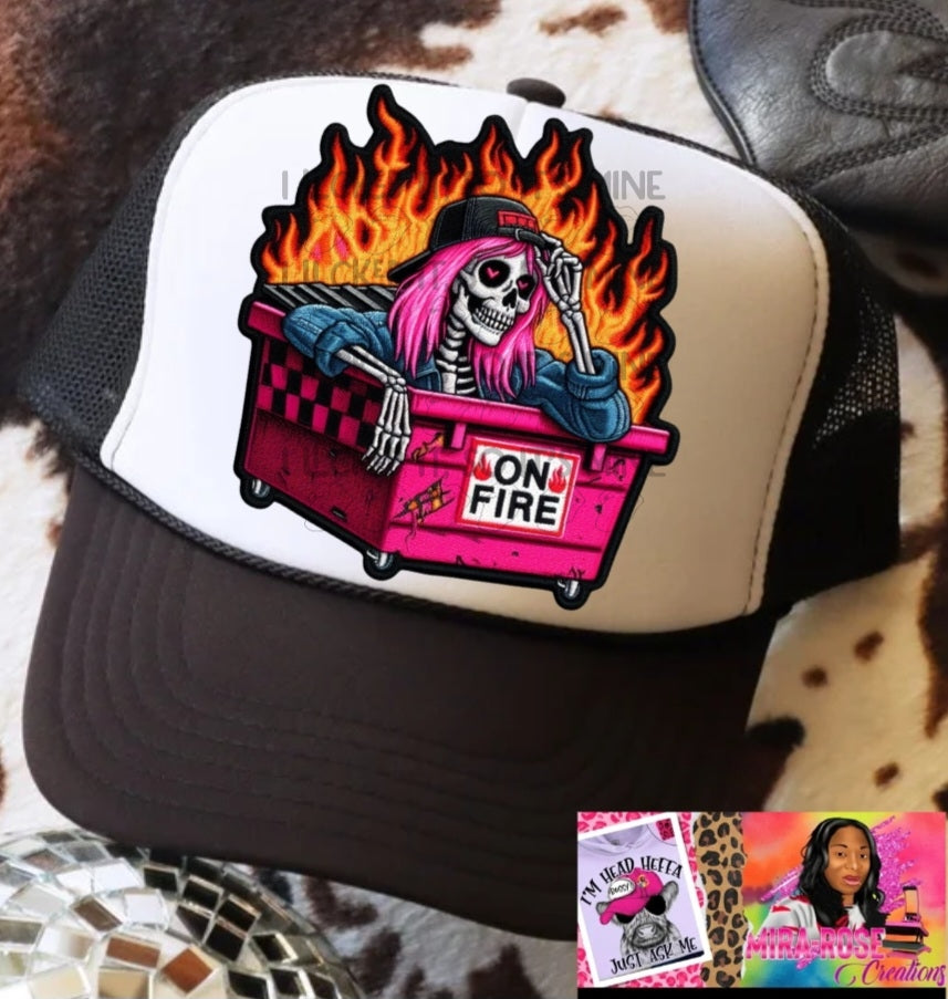 On Fire DTF Trucker Hat Patch