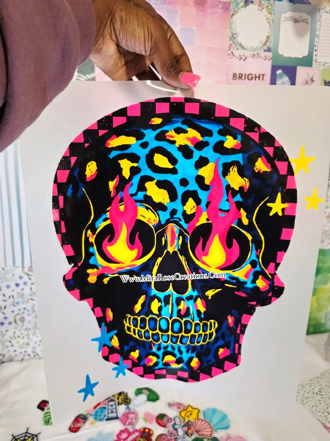 Neon Skull DTF Transfer
