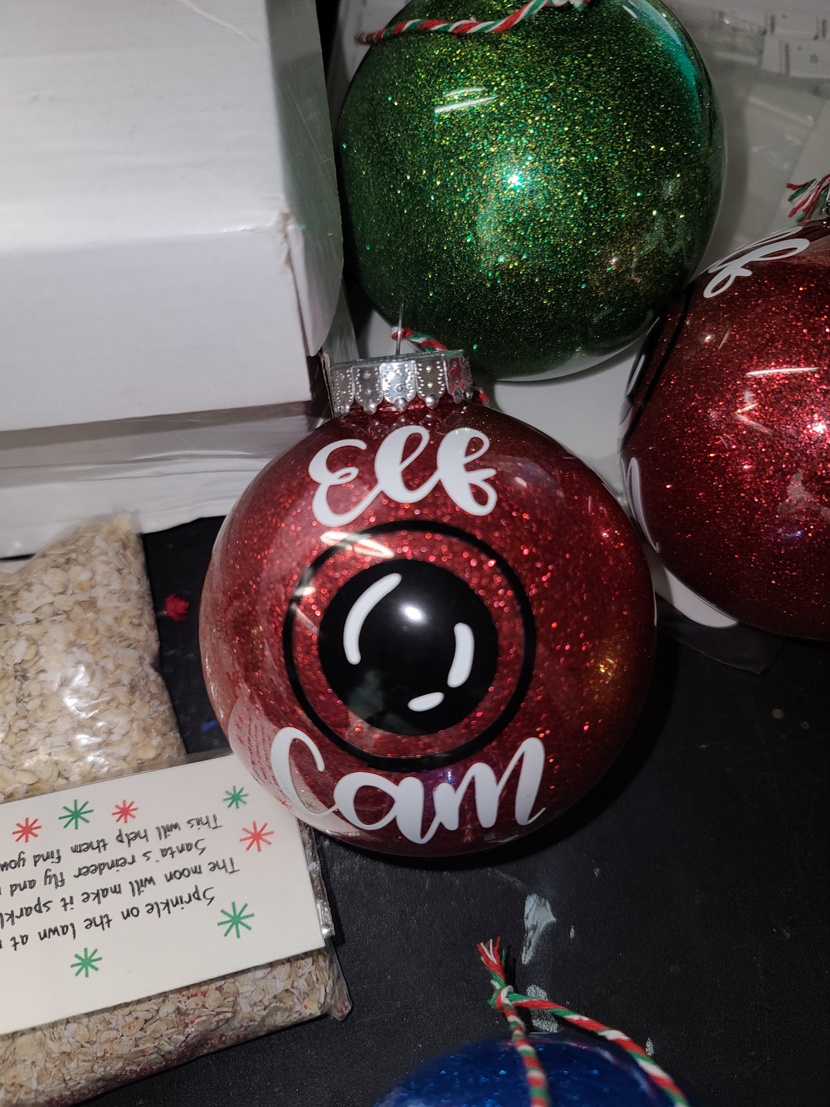 Santa cam glitter ornament